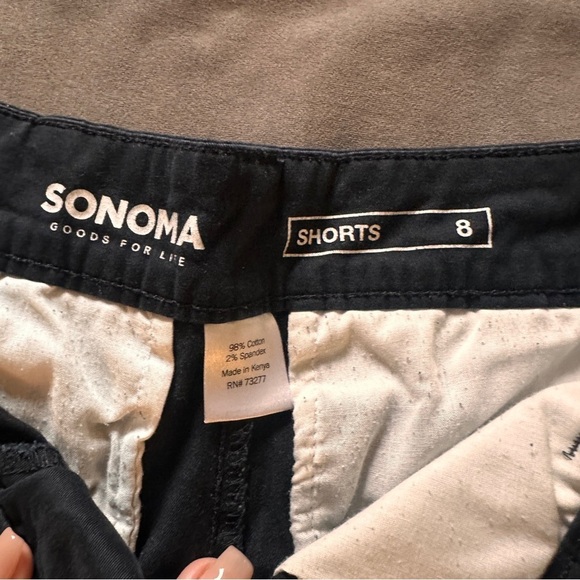 Sonoma Black Chino Shorts Stretch Cotton Casual Summer Size 8 Classic Pockets - Picture 4 of 9